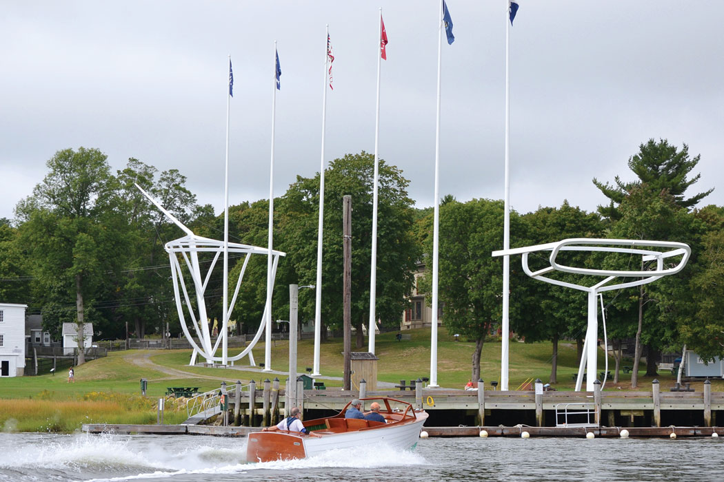 dock and sculpture