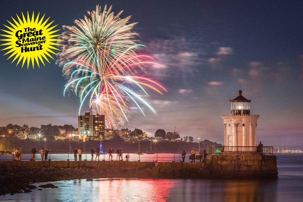 Fireworks over lighthouse
