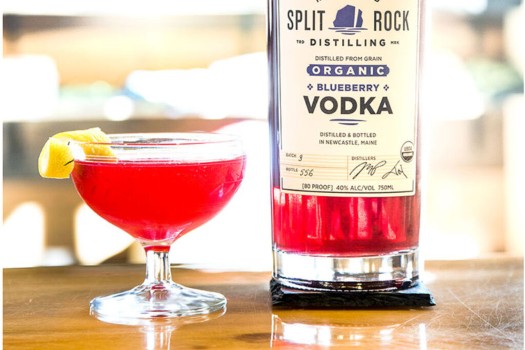 Split Rock Distilling blueberry vodka being used an a blueberry martini