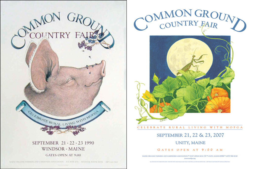 Common Ground Country Fair’s annual posters - pig and praying mantis