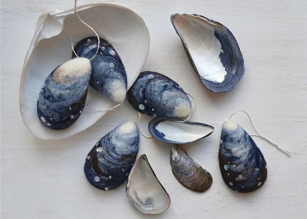 Michelle Provencal's mussel shell ornaments