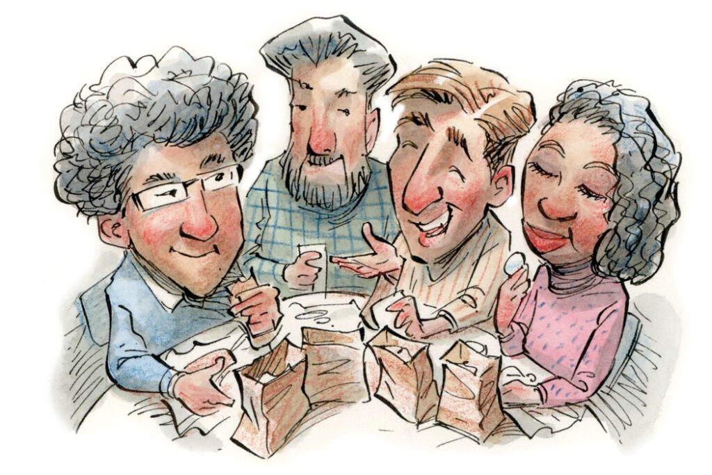 illustration of group lunch