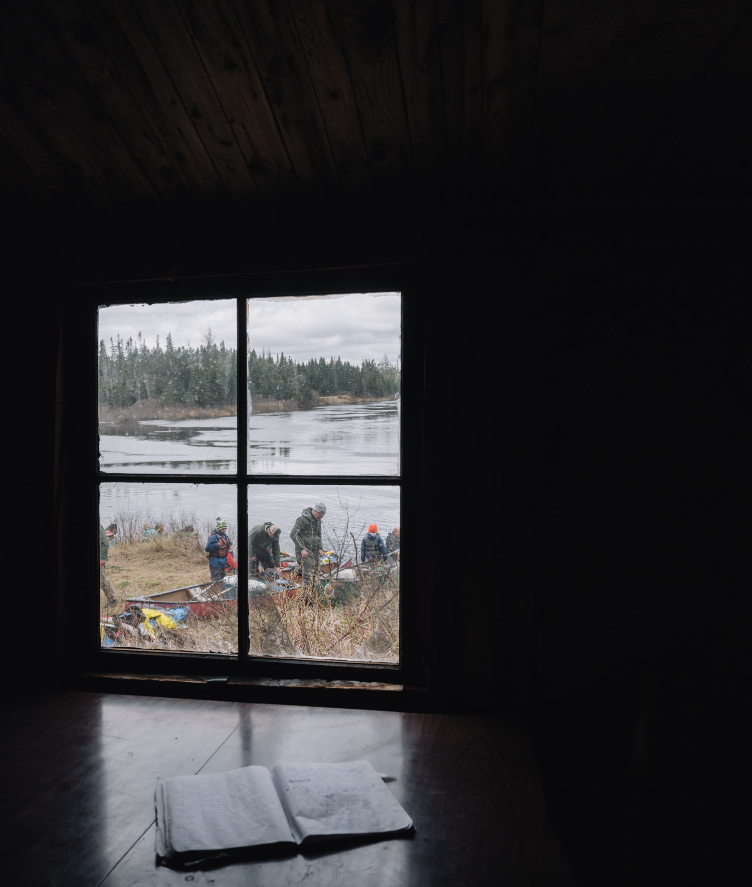 A logbook at the first-come-first-served Flaws Bogan cabin.